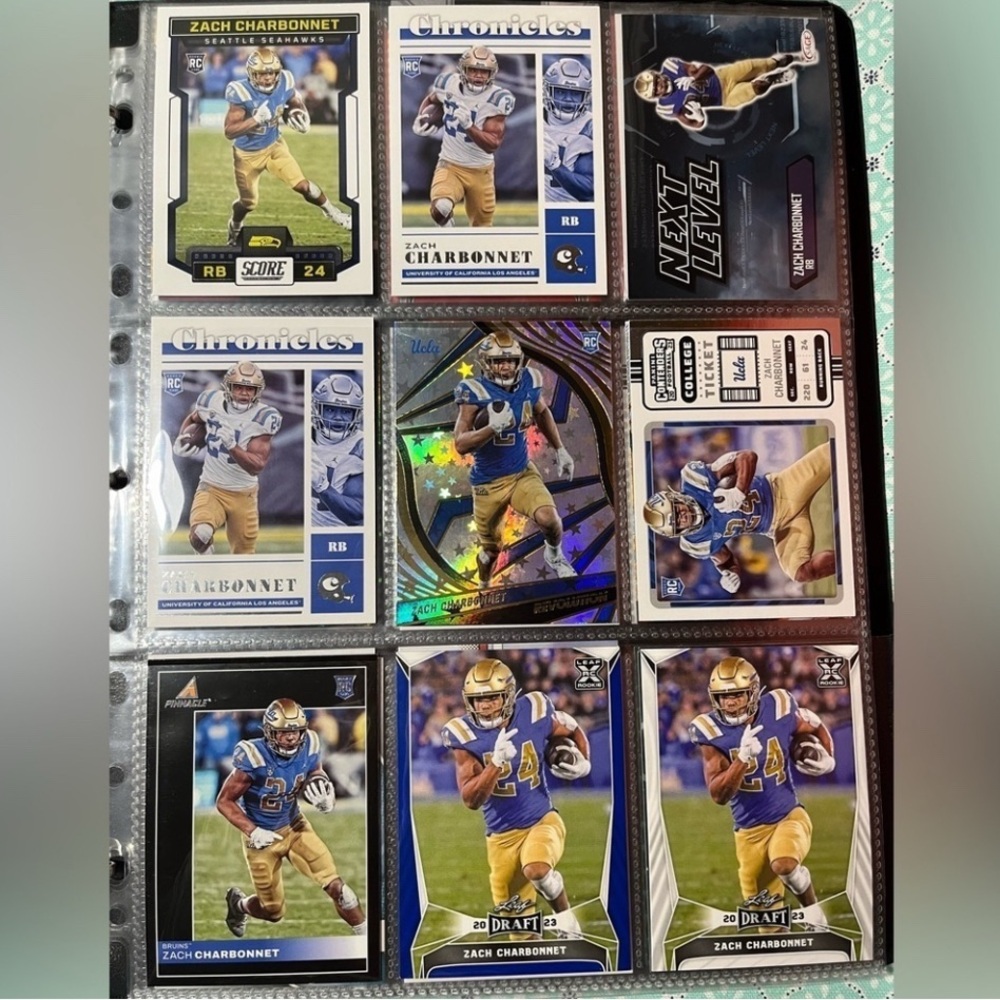 Zach Charbonnet 🏈 “2023” NFL Football RC Rookie/Draft Pick Cards ~ Lot of 9